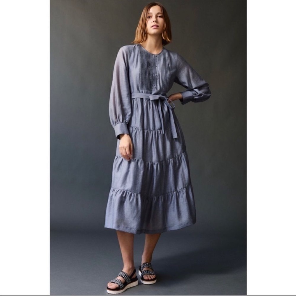 Anthropologie Gray Long Sleeve Dress